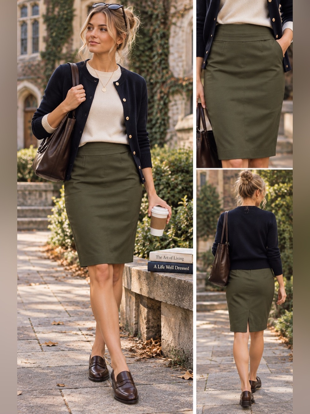 Olive Pencil Skirt - Sleek Work-to-Weekend Staple